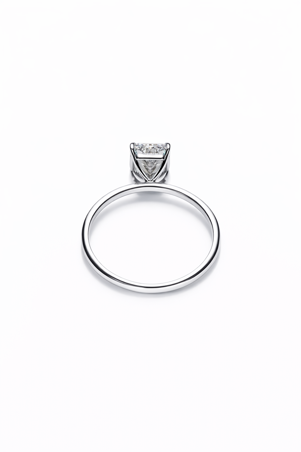 Bague de Fiançailles Brillante Rectangulaire à Pans Coupés 2 carats et plus - Or 14K - Certifiée IGI