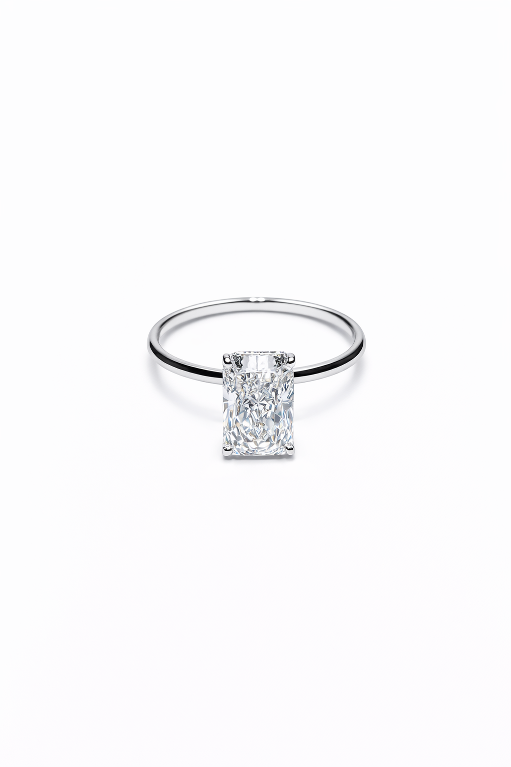 2+ carats Cut Cornered Rectangular Brilliant Engagement Ring - 14K gold - IGI Certified