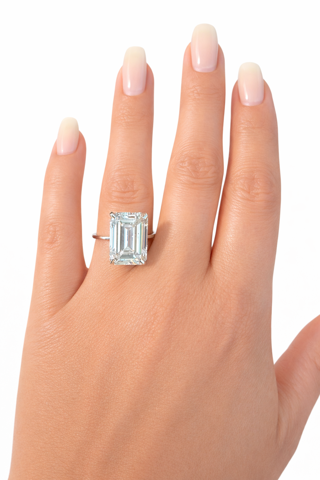 10.03ct Emerald Cut Diamond Ring - 14K White Gold - HRD Certified