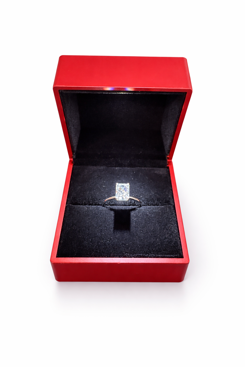 Bague de Fiançailles Brillante Rectangulaire à Pans Coupés 2 carats et plus - Or 14K - Certifiée IGI