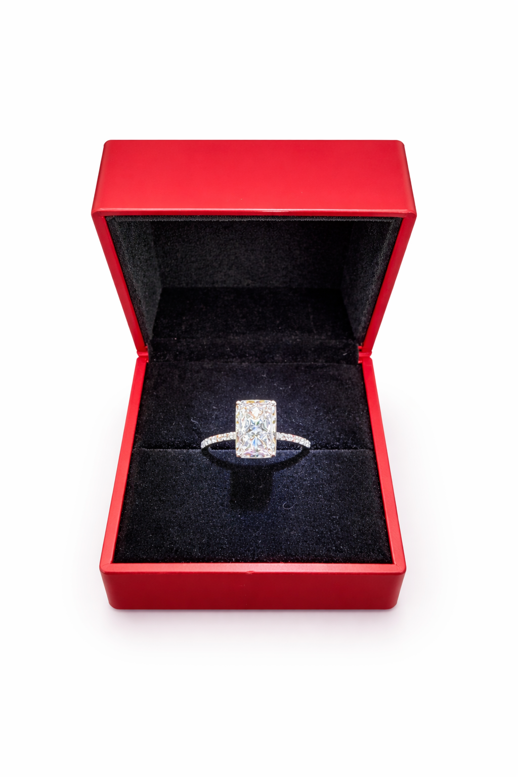 Rectangular Radiant 3+ Carats Lab-Grown Diamond Engagement Ring