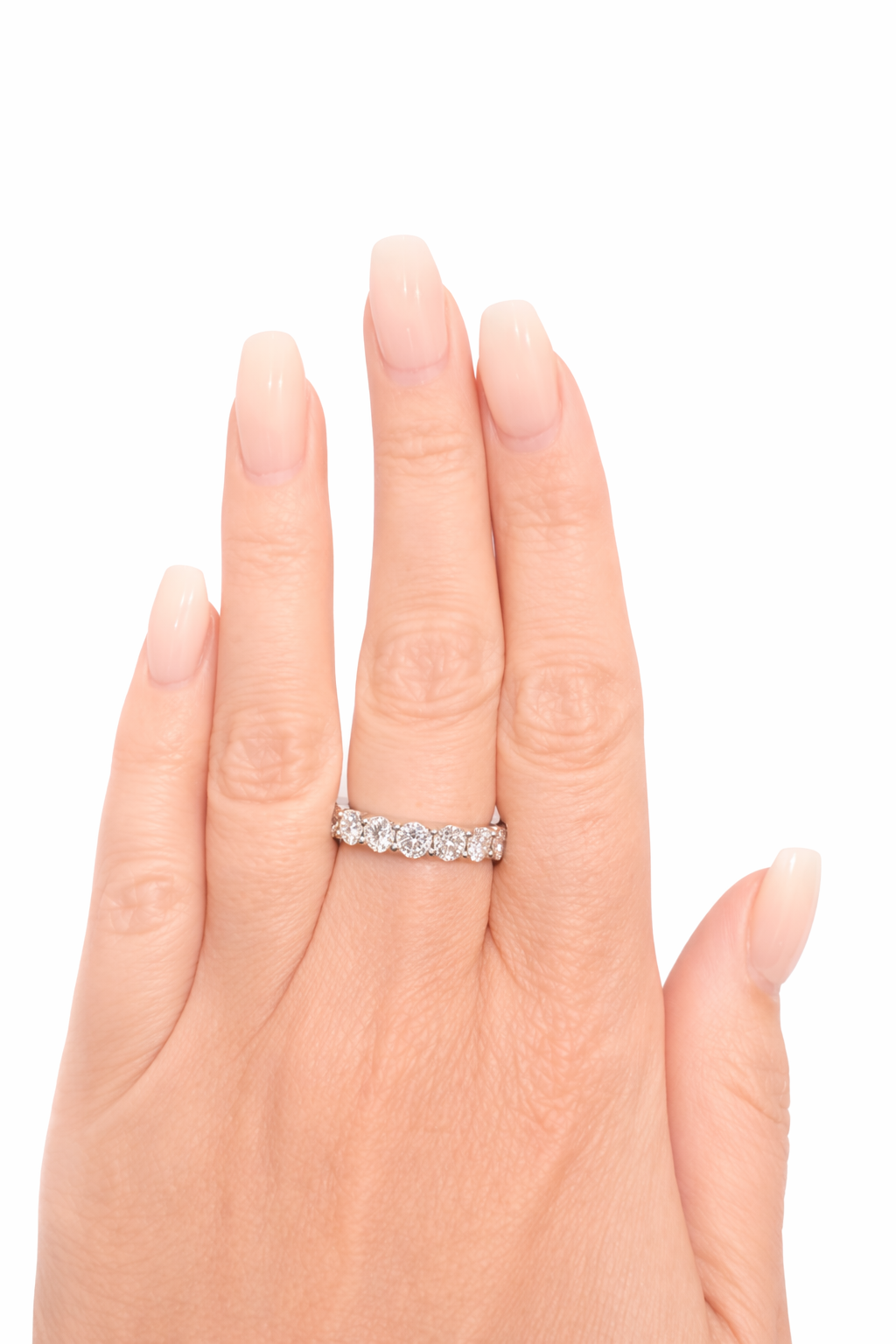5+ Carats total Floating Round Cut Lab-Grown Diamonds Eternity Ring