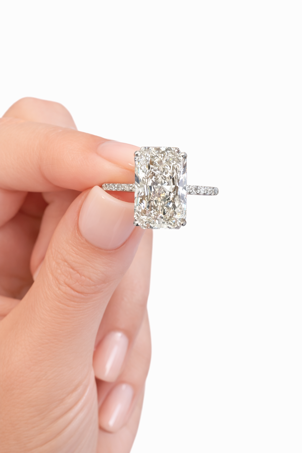 Rectangular Radiant 3+ Carats Lab-Grown Diamond Engagement Ring