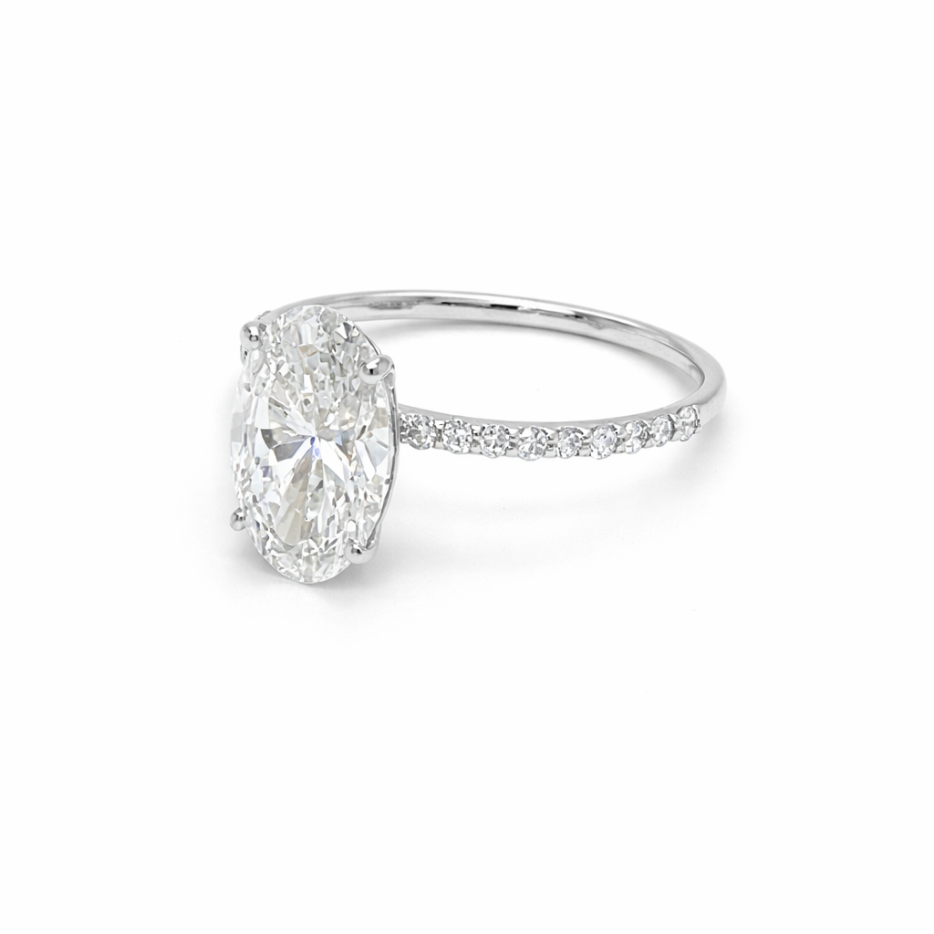 Oval Cut 2+ Carats Lab-Grown Diamond Engagement Ring - 14k gold - IGI Certified