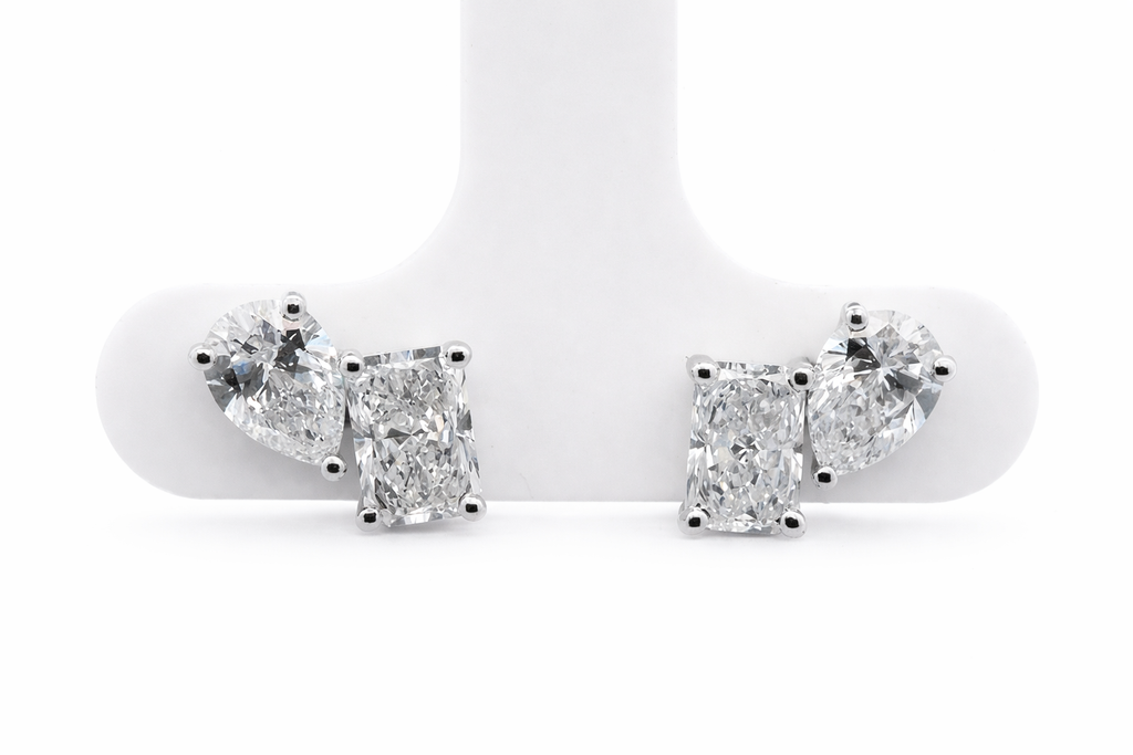2+ Carats Pear &Radiant Cut Lab-Grown Diamond Earrings