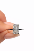 Bague de Fiançailles Brillante Rectangulaire à Pans Coupés 2 carats et plus - Or 14K - Certifiée IGI