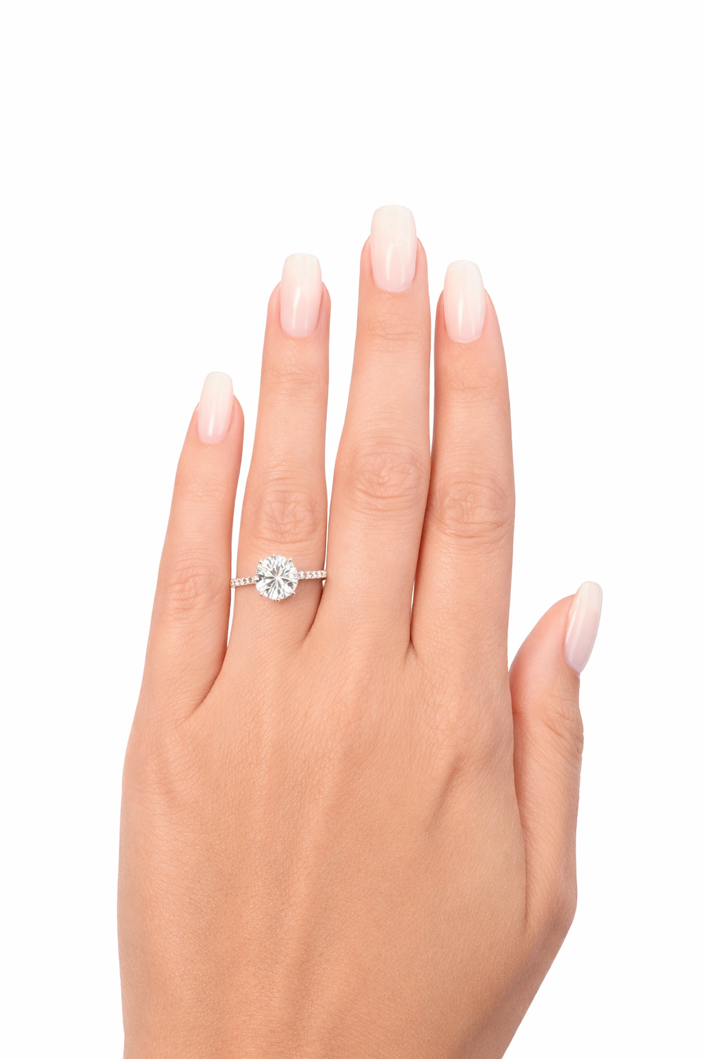 2+ Carats Diamond Engagement Ring - 14K White Gold - IGI Certified