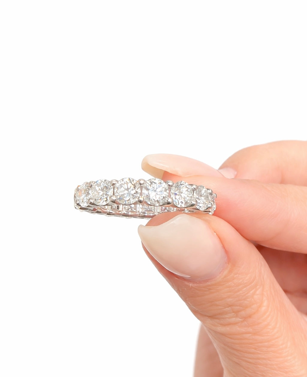 5+ Carats total Floating Round Cut Lab-Grown Diamonds Eternity Ring