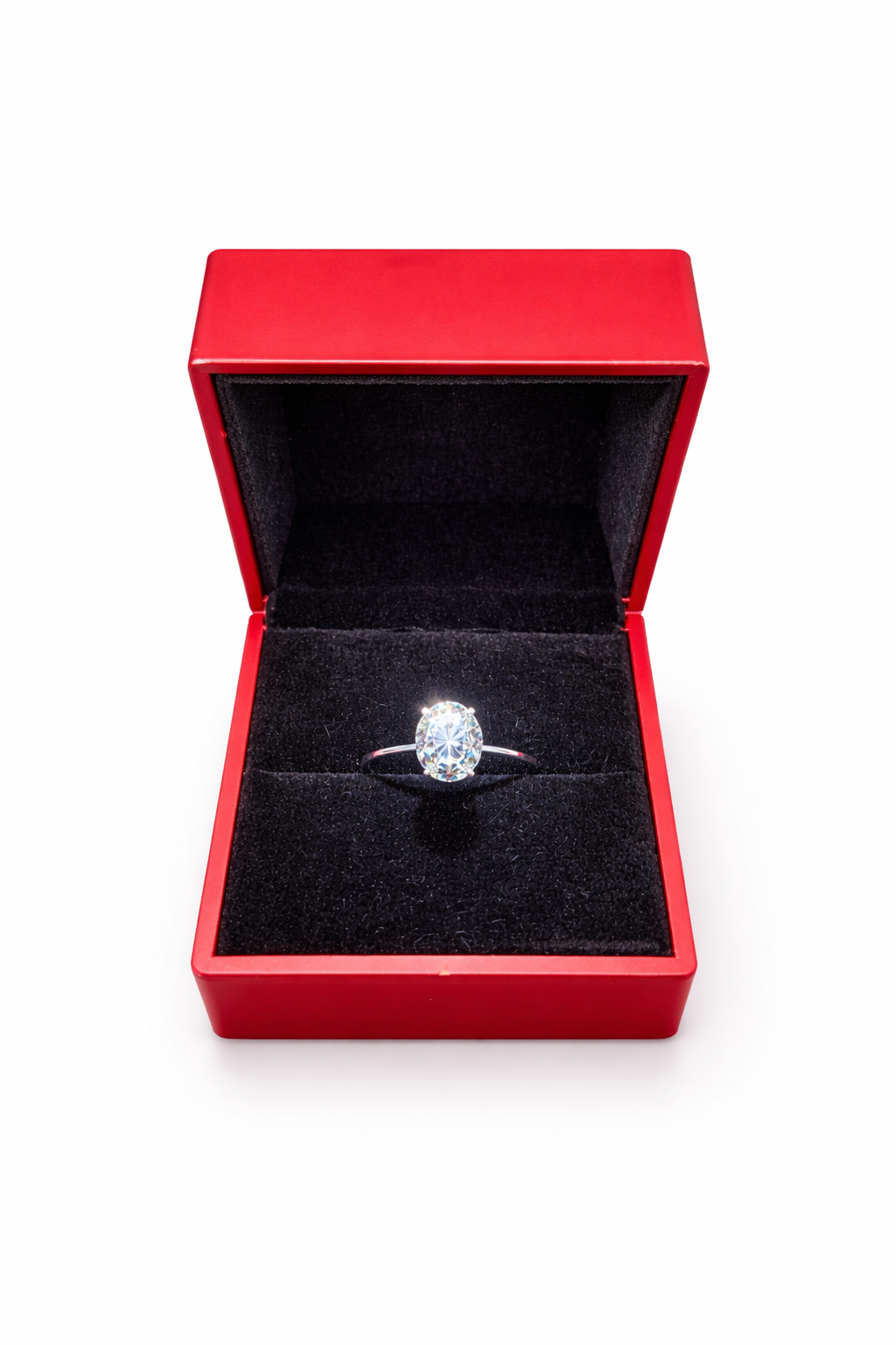 2+ carats Oval Cut Diamond Engagement Ring - 14K Gold - IGI certified