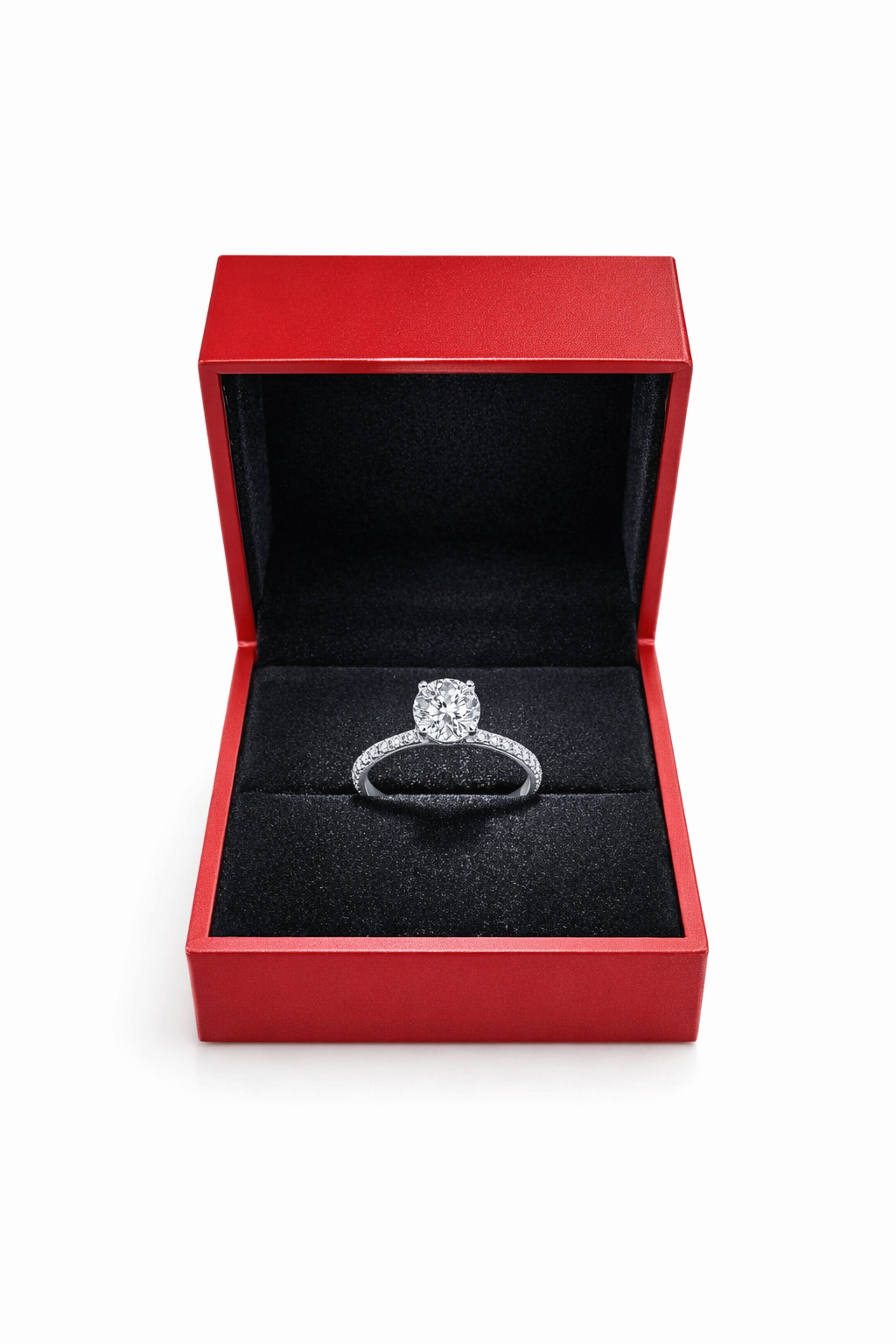 2+ Carats Diamond Engagement Ring - 14K White Gold - IGI Certified