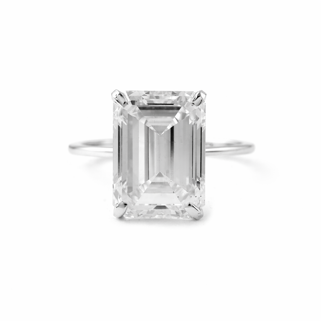 10.03ct Emerald Cut Diamond Ring - 14K White Gold - HRD Certified