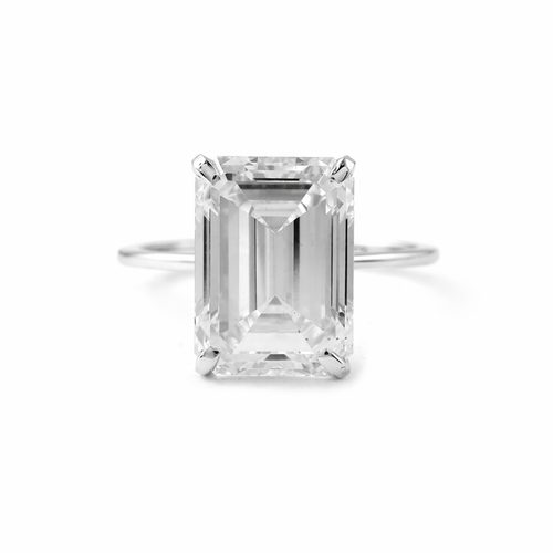 10.03ct Emerald Cut Diamond Ring - 14K White Gold - HRD Certified