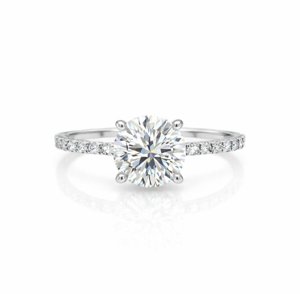 2+ Carats Diamond Engagement Ring - 14K White Gold - IGI Certified
