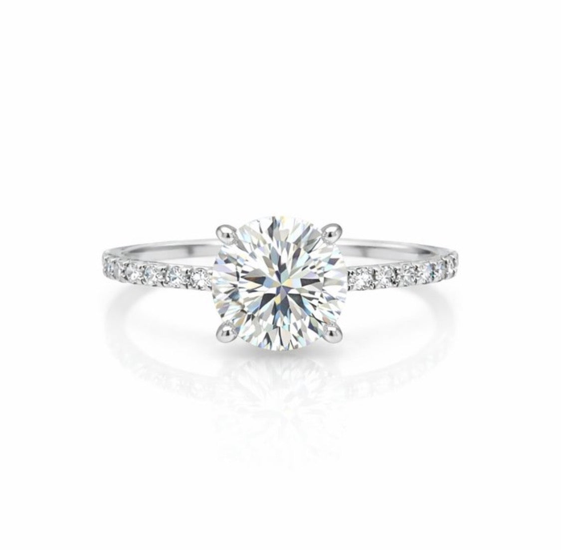 2+ Carats Diamond Engagement Ring - 14K White Gold - IGI Certified