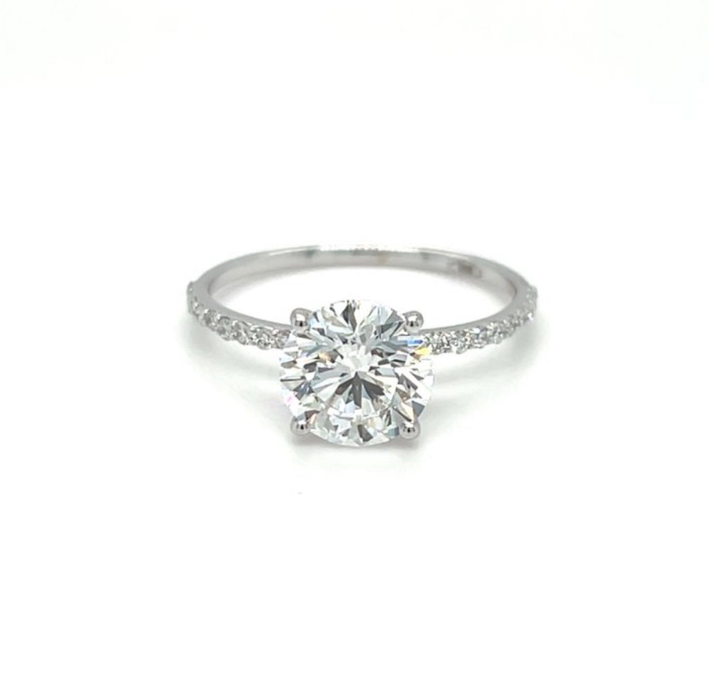 2+ Carats Diamond Engagement Ring - 14K White Gold - IGI Certified