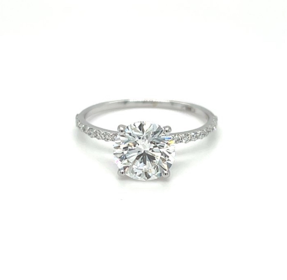2+ Carats Diamond Engagement Ring - 14K White Gold - IGI Certified