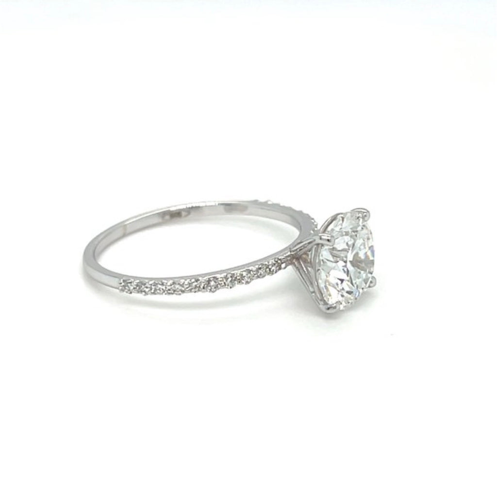2+ Carats Diamond Engagement Ring - 14K White Gold - IGI Certified