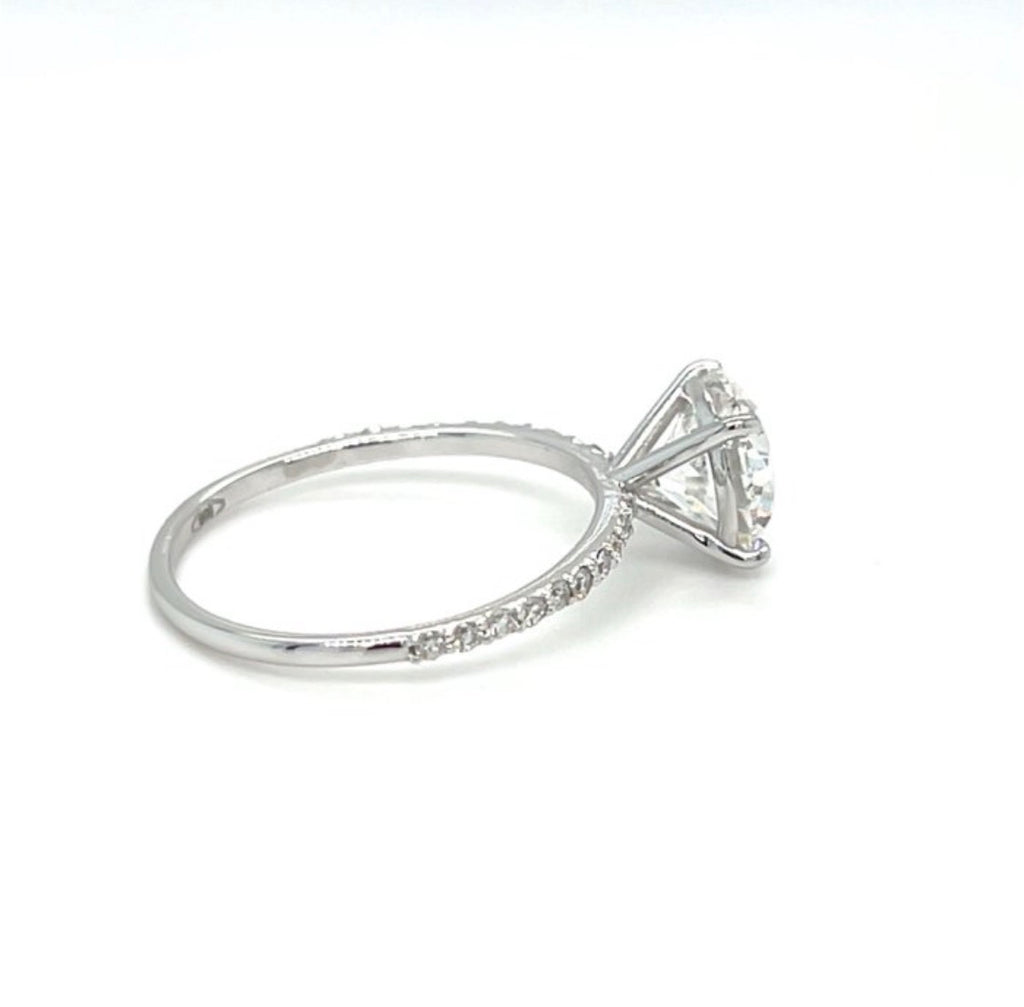 2+ Carats Diamond Engagement Ring - 14K White Gold - IGI Certified