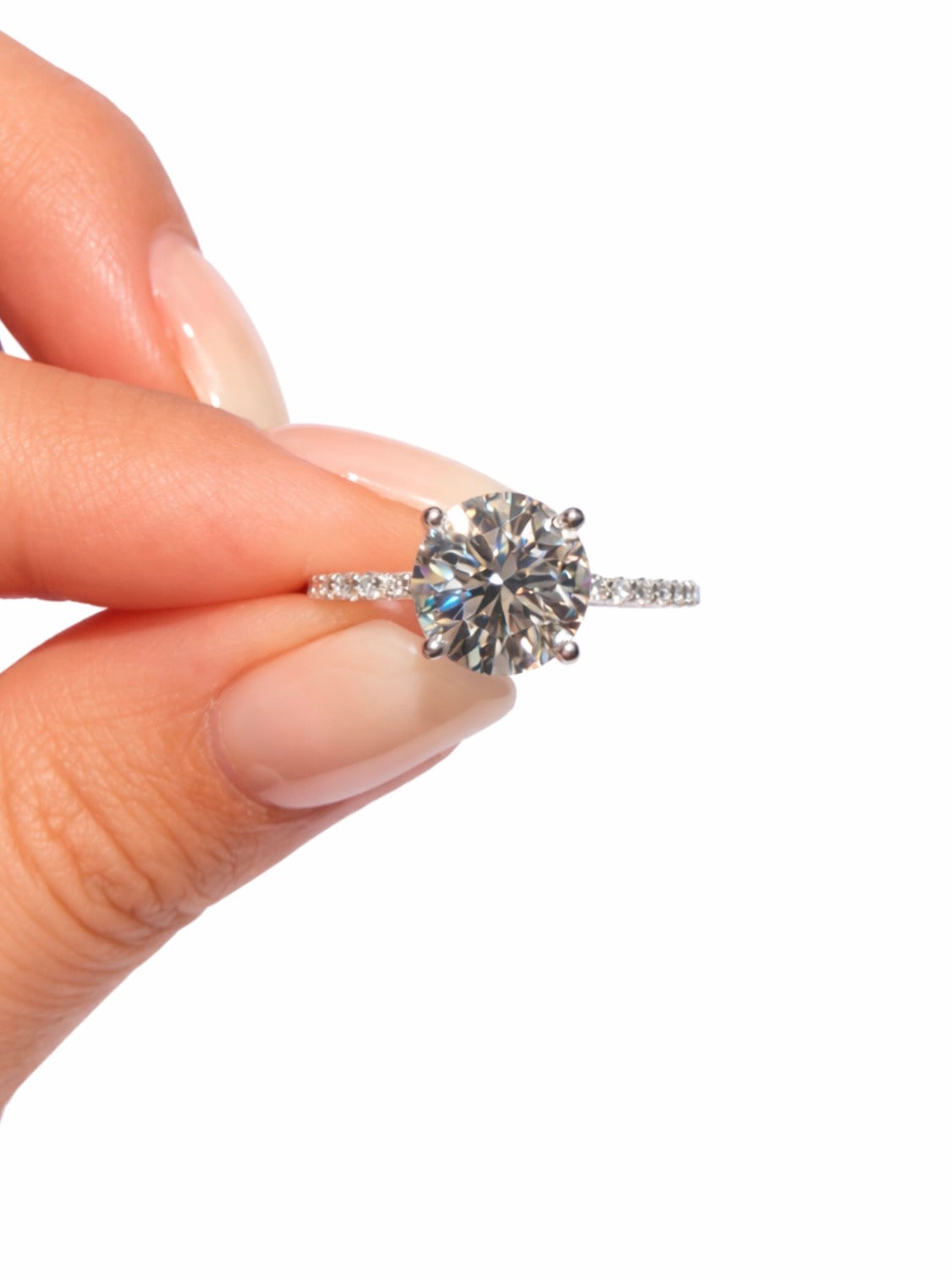 2+ Carats Diamond Engagement Ring - 14K White Gold - IGI Certified