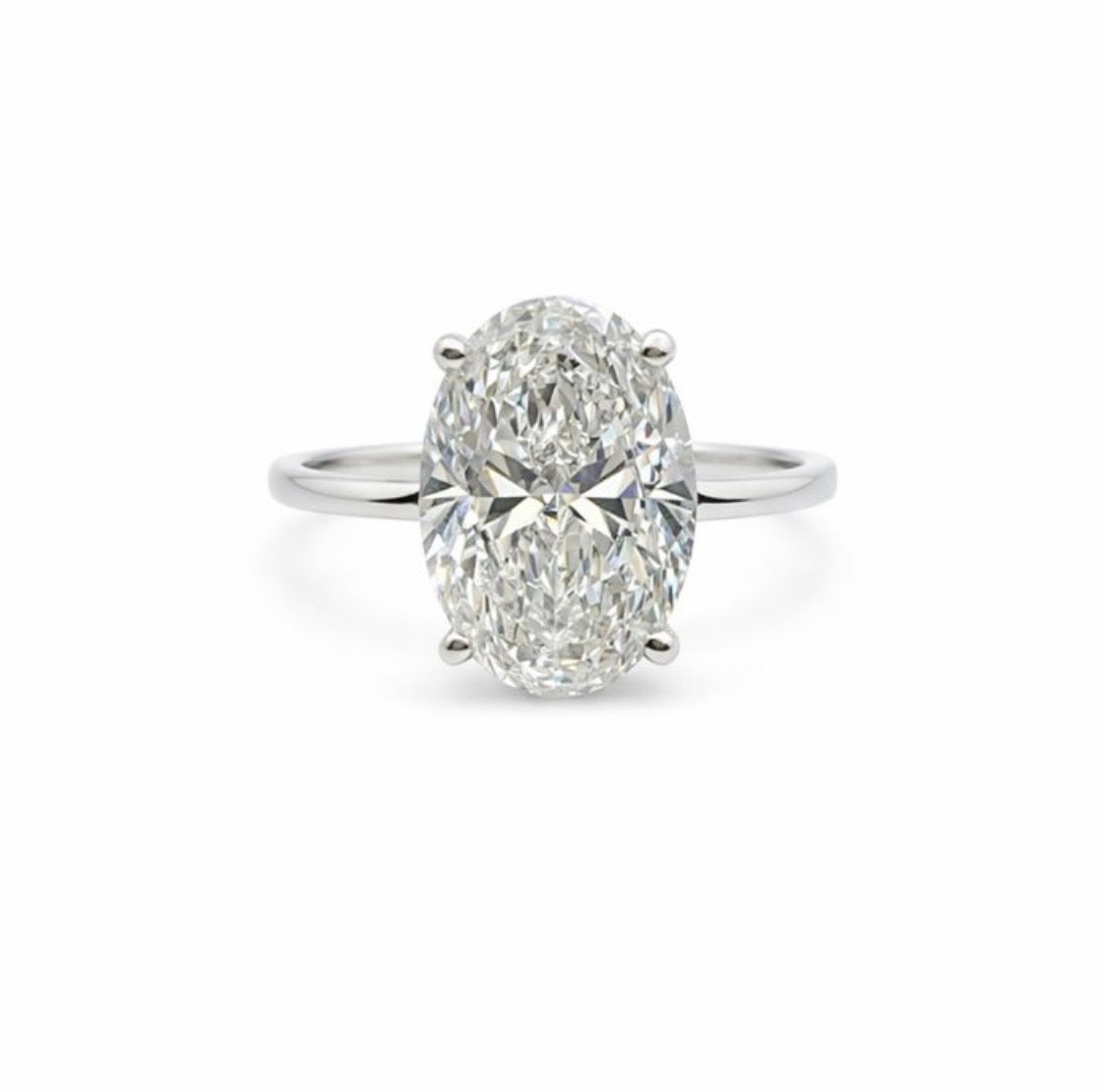 2+ carats Oval Cut Diamond Engagement Ring - 14K Gold - IGI certified
