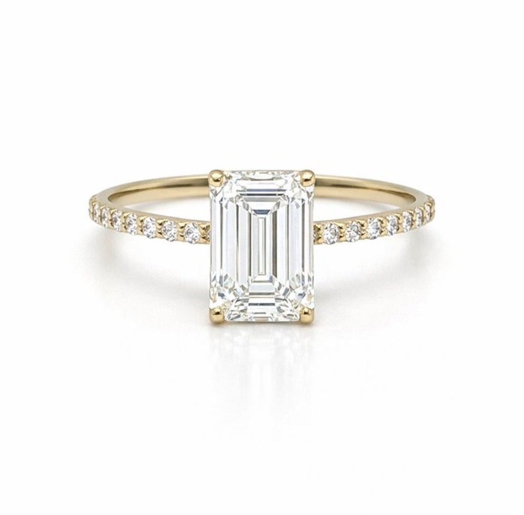 3+ Carat Lab-Grown Diamond Engagement Ring - 14K yellow gold - IGI certified